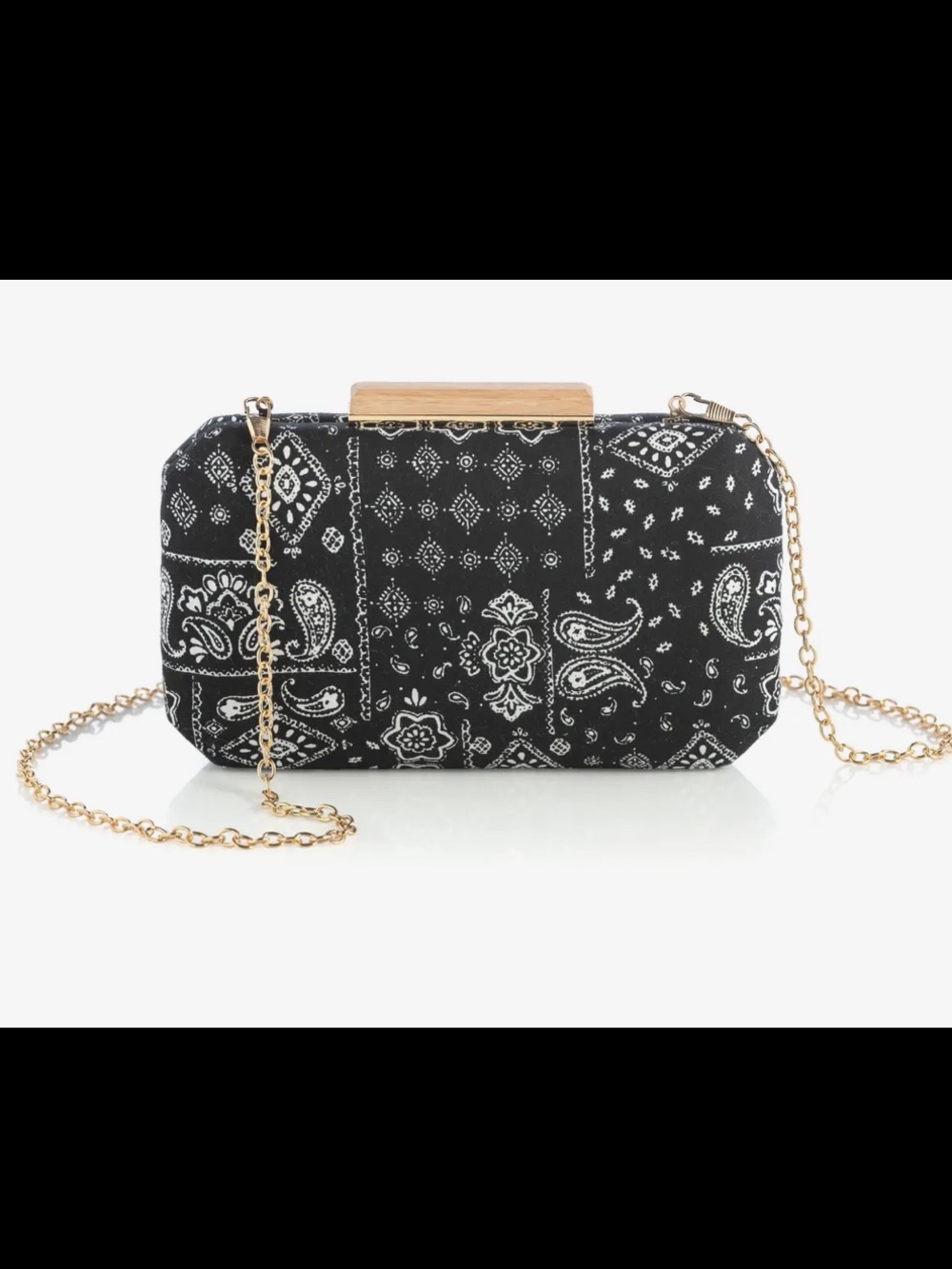 Shiraleah Pippa Minaudiere, Black Clutch Purse bandana print NWT